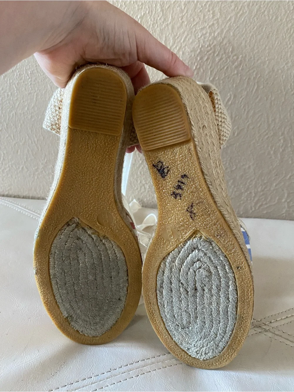 Coach Y2K Patchwork Espadrille Wedge Sandals with Ankle Tie Preppy Size 8